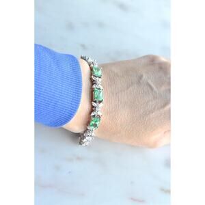 Bellevue Sterling Silver Butterfly Tennis Bracelet, Emerald Cut CZ Stones